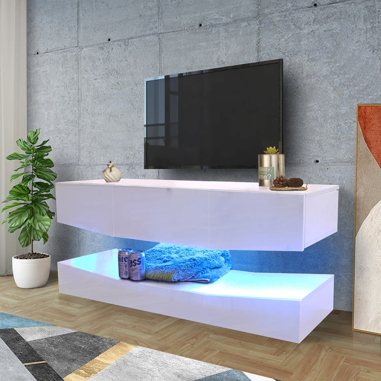 [US Warehouse] MDF Up and Down Wall-mounted TV Cabinet with Three Drawers & LED Lights, Size: 47.24 x 15.12 inch