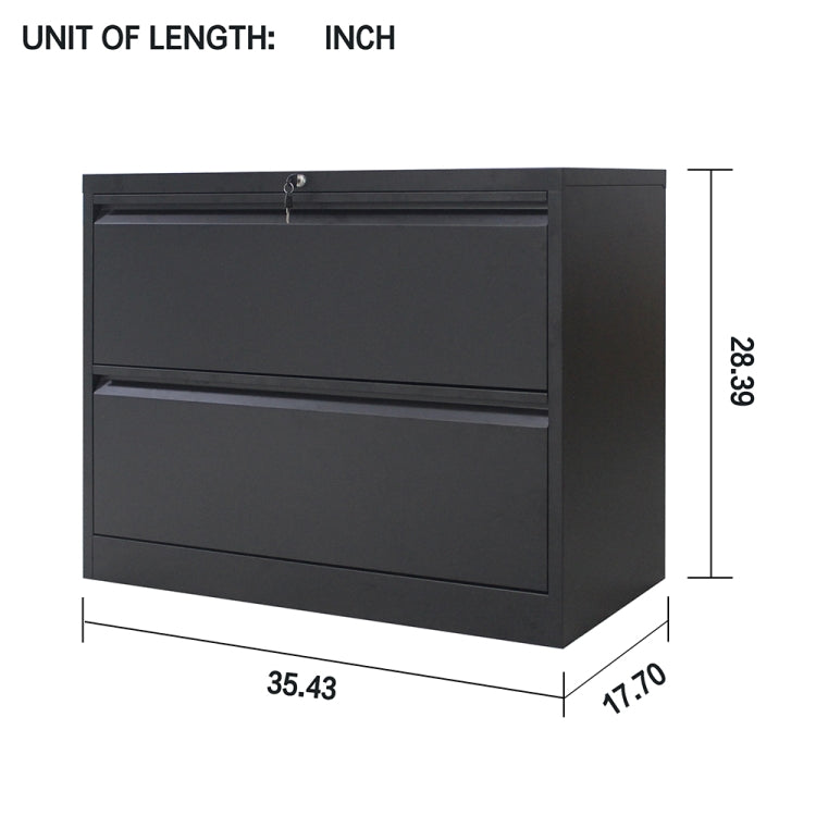[US Warehouse] Lateral File Cabinet with 2 Drawers, Size: 35.43 x 28.39 x 17.7 inch