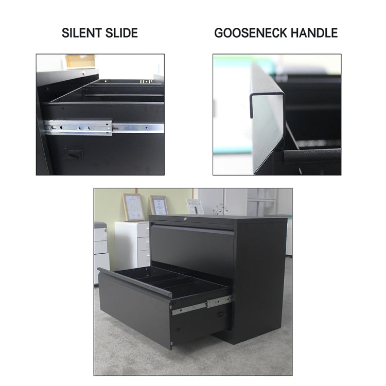 [US Warehouse] Lateral File Cabinet with 2 Drawers, Size: 35.43 x 28.39 x 17.7 inch