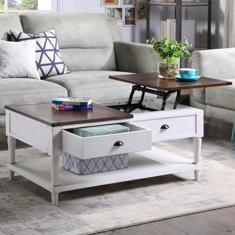 [US Warehouse] Top Wood Liftable Coffee Table with Drawer & Shelf, Size: 38.2 x 22.4 x 18 inch