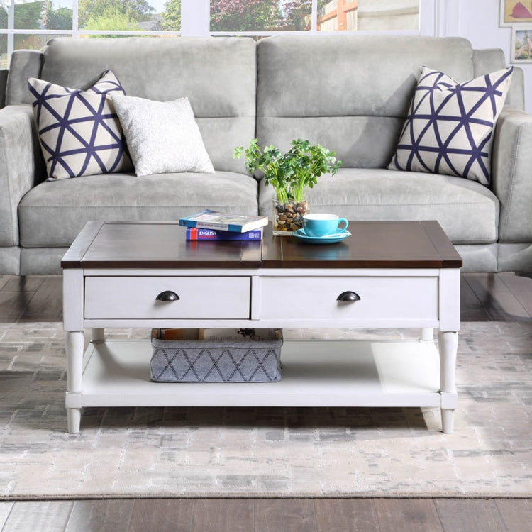 [US Warehouse] Top Wood Liftable Coffee Table with Drawer & Shelf, Size: 38.2 x 22.4 x 18 inch