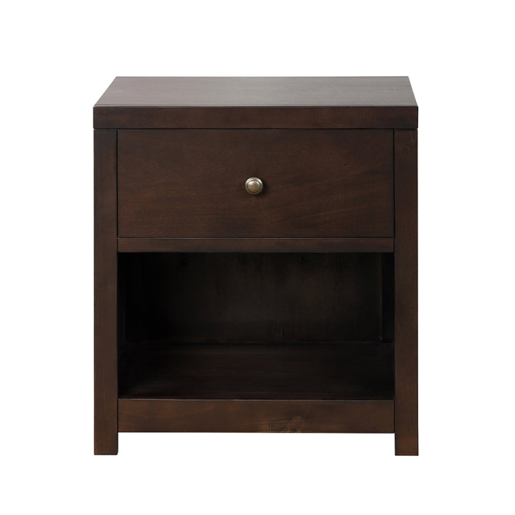 [US Warehouse] Retro Solid Wood Bedside Table with Drawer & Open Shelf, Size: 25 x 22 x 17 inch