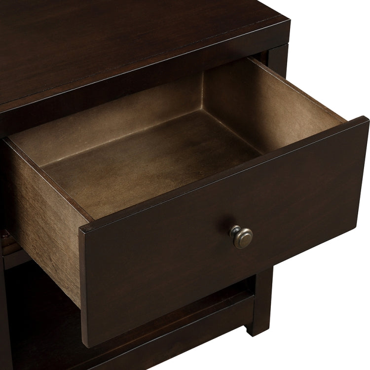 [US Warehouse] Retro Solid Wood Bedside Table with Drawer & Open Shelf, Size: 25 x 22 x 17 inch