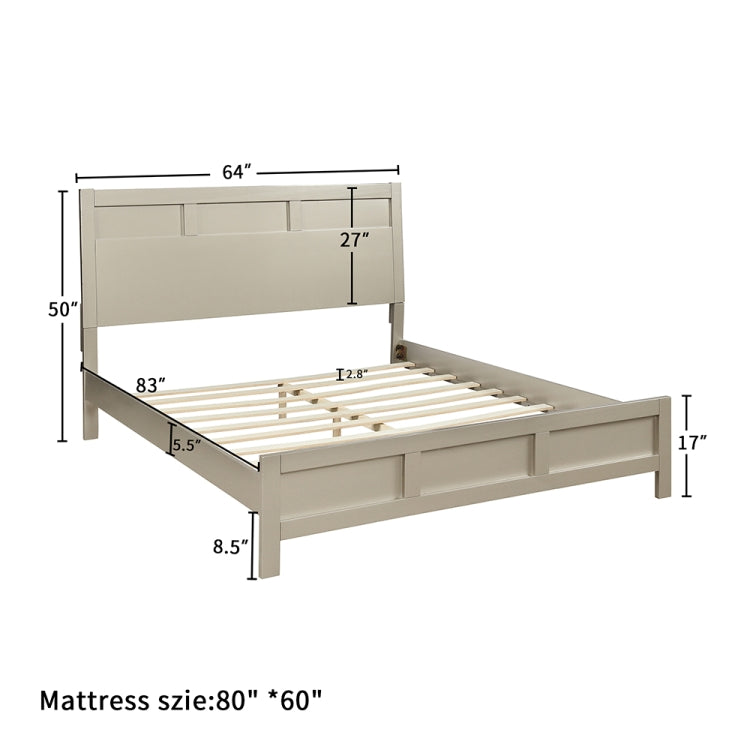 [US Warehouse] Queen Size Solid Wood Double Bed