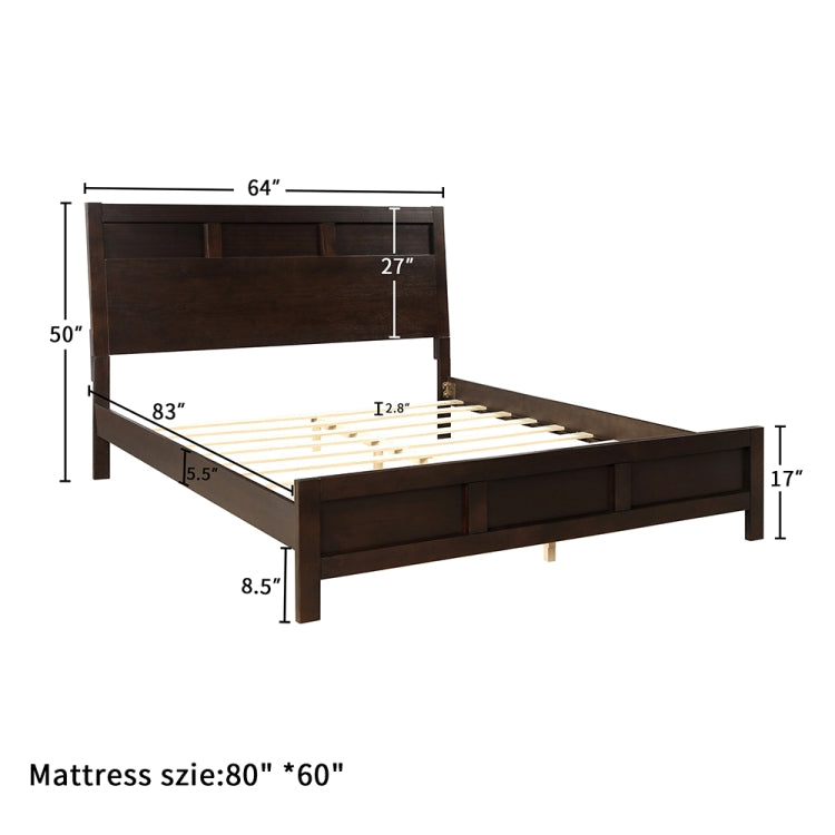 [US Warehouse] Queen Size Solid Wood Double Bed