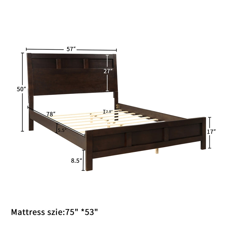 [US Warehouse] Full Size Solid Wood Double Bed