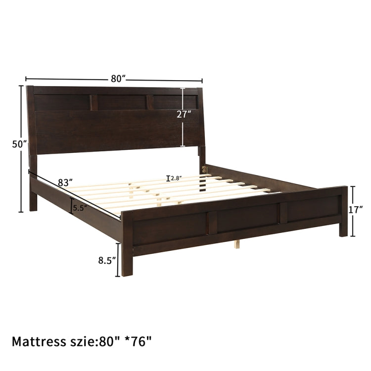 [US Warehouse] King Size Solid Wood Double Bed