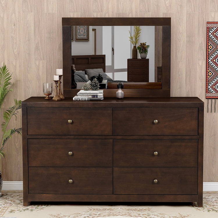 [US Warehouse] Vintage Solid Wood Double Dressing Table with 6 Drawers, Size: 55 x 34 x 16 inch