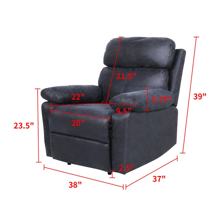 [US Warehouse] Adjustable Upholstered Recliner with Retractable Footrest, Size: 39 x 38 x 37 inch