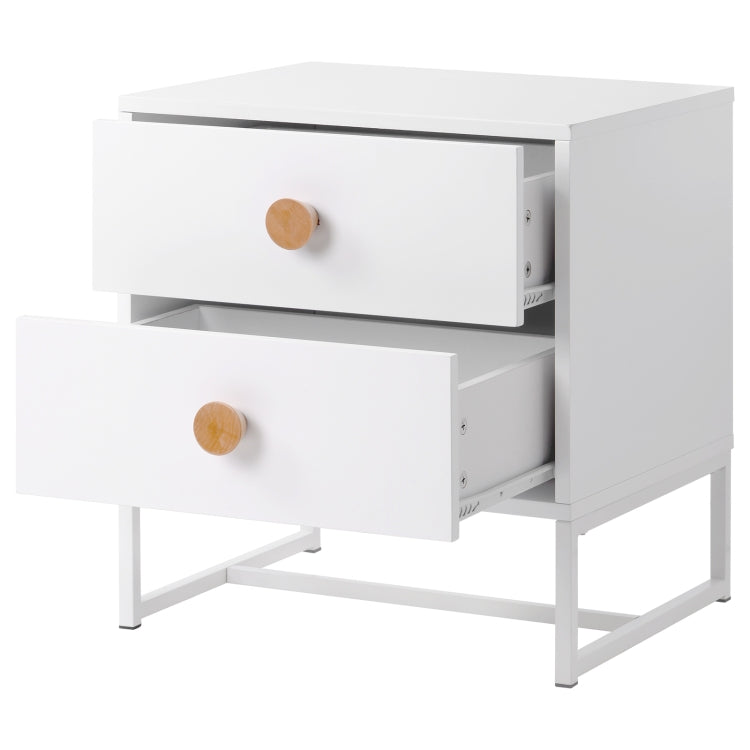 [UK Warehouse] Home Wooden Metal Frame Bedside Cabinet with 2 Drawers, Size: 52 x 48 x 39.5cm