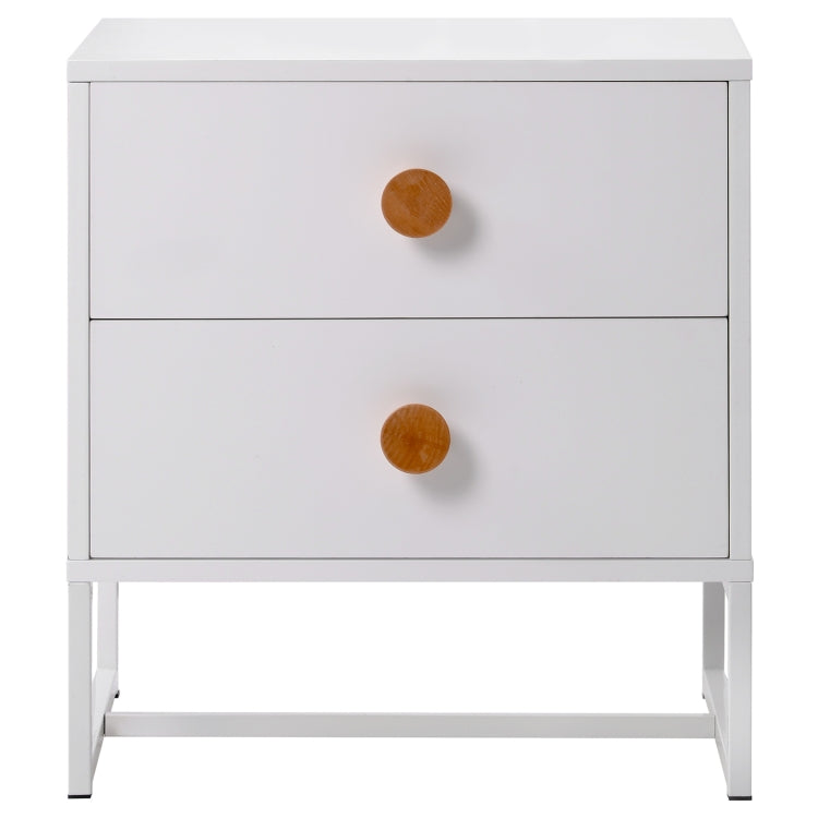 [UK Warehouse] Home Wooden Metal Frame Bedside Cabinet with 2 Drawers, Size: 52 x 48 x 39.5cm