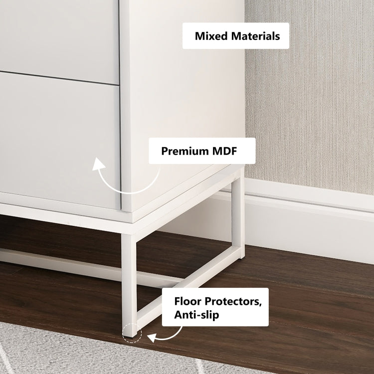 [UK Warehouse] Home Wooden Metal Frame Bedside Cabinet with 2 Drawers, Size: 52 x 48 x 39.5cm