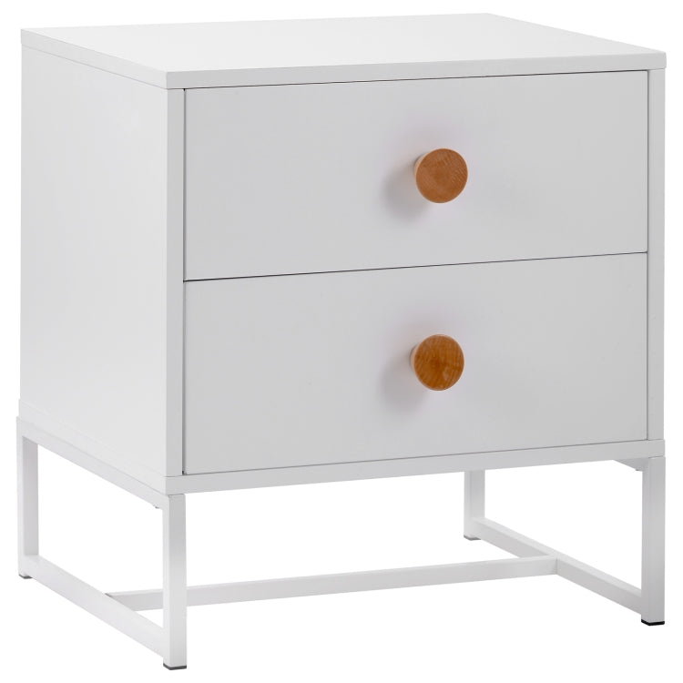 [UK Warehouse] Home Wooden Metal Frame Bedside Cabinet with 2 Drawers, Size: 52 x 48 x 39.5cm