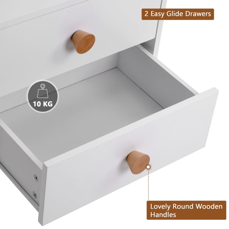 [UK Warehouse] Home Wooden Metal Frame Bedside Cabinet with 2 Drawers, Size: 52 x 48 x 39.5cm