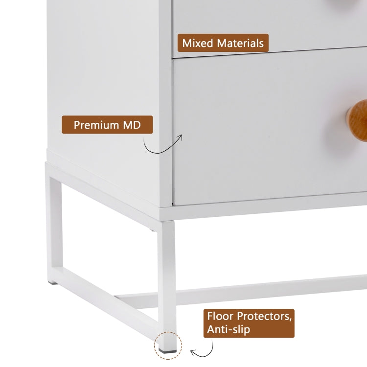 [UK Warehouse] Home Wooden Metal Frame Bedside Cabinet with 2 Drawers, Size: 52 x 48 x 39.5cm