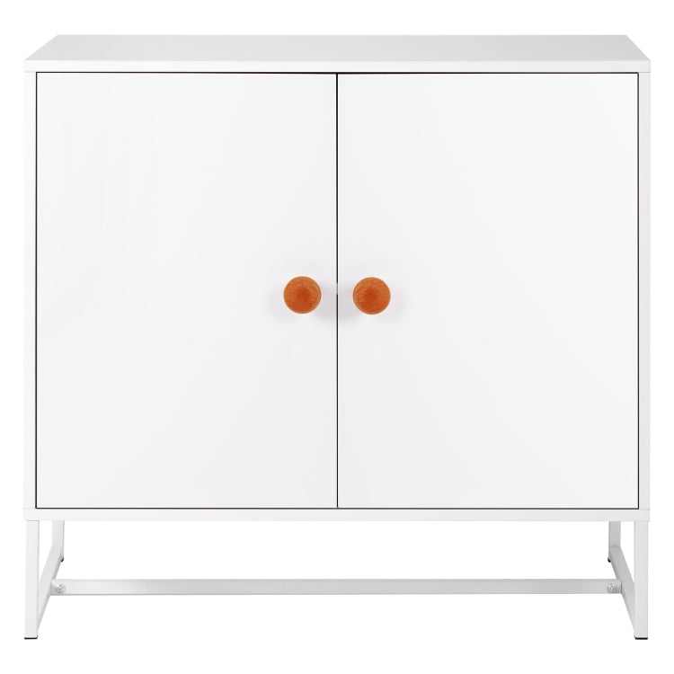[UK Warehouse] Home Wooden Metal Frame 2 Doors Storage Cabinet with 2 Shelves, Size: 80 x 75 x 40cm