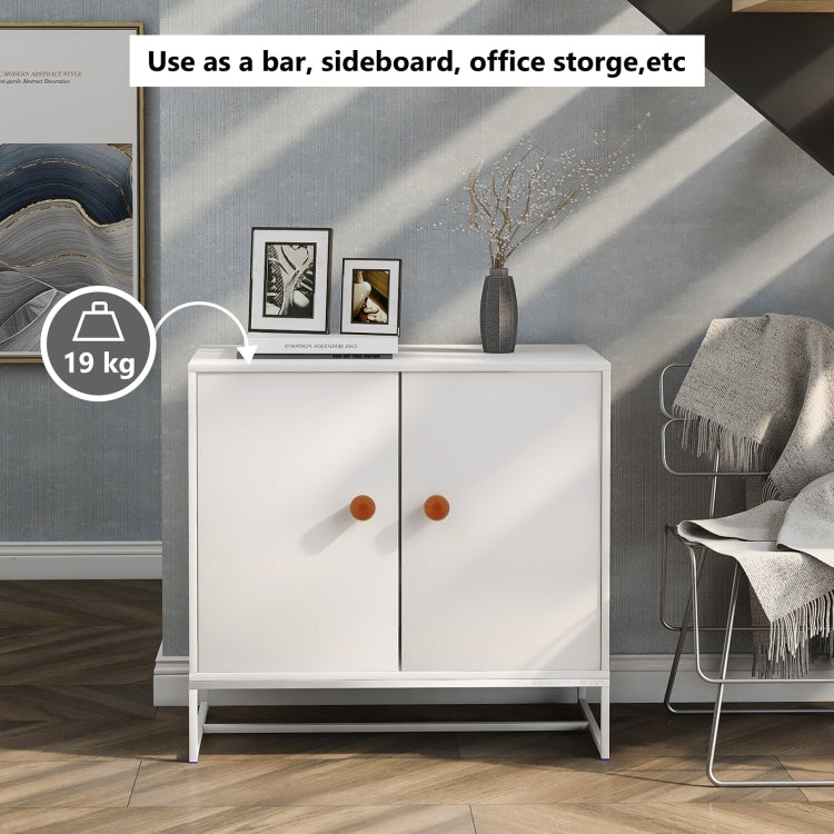 [UK Warehouse] Home Wooden Metal Frame 2 Doors Storage Cabinet with 2 Shelves, Size: 80 x 75 x 40cm