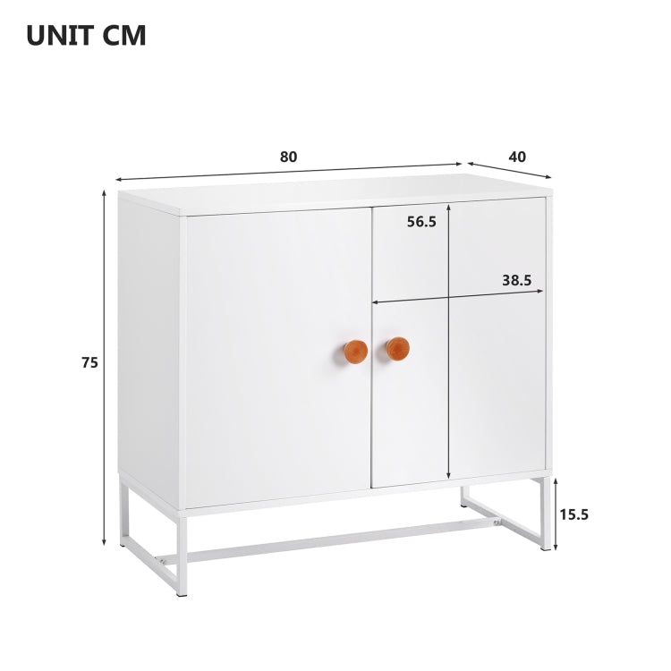 [UK Warehouse] Home Wooden Metal Frame 2 Doors Storage Cabinet with 2 Shelves, Size: 80 x 75 x 40cm