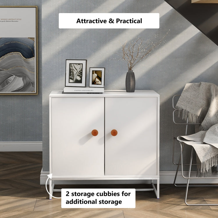 [UK Warehouse] Home Wooden Metal Frame 2 Doors Storage Cabinet with 2 Shelves, Size: 80 x 75 x 40cm