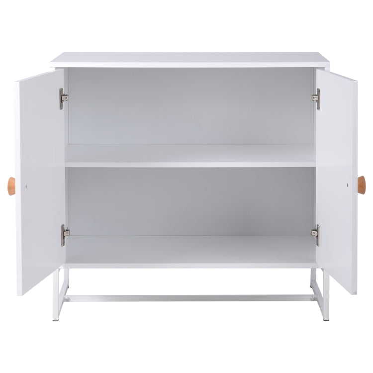 [UK Warehouse] Home Wooden Metal Frame 2 Doors Storage Cabinet with 2 Shelves, Size: 80 x 75 x 40cm