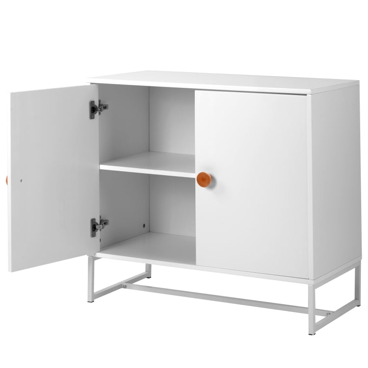 [UK Warehouse] Home Wooden Metal Frame 2 Doors Storage Cabinet with 2 Shelves, Size: 80 x 75 x 40cm