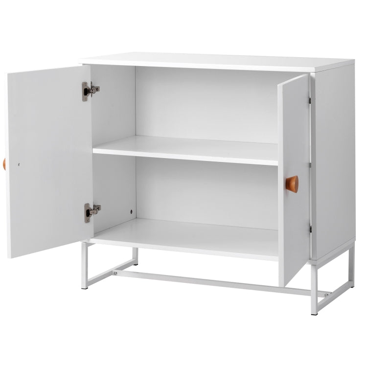 [UK Warehouse] Home Wooden Metal Frame 2 Doors Storage Cabinet with 2 Shelves, Size: 80 x 75 x 40cm