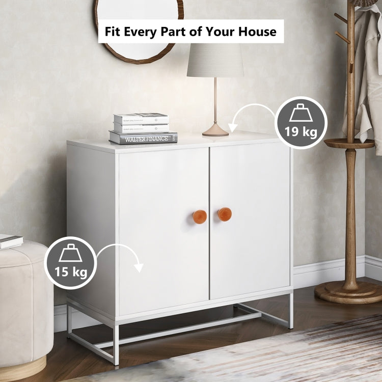 [UK Warehouse] Home Wooden Metal Frame 2 Doors Storage Cabinet with 2 Shelves, Size: 80 x 75 x 40cm