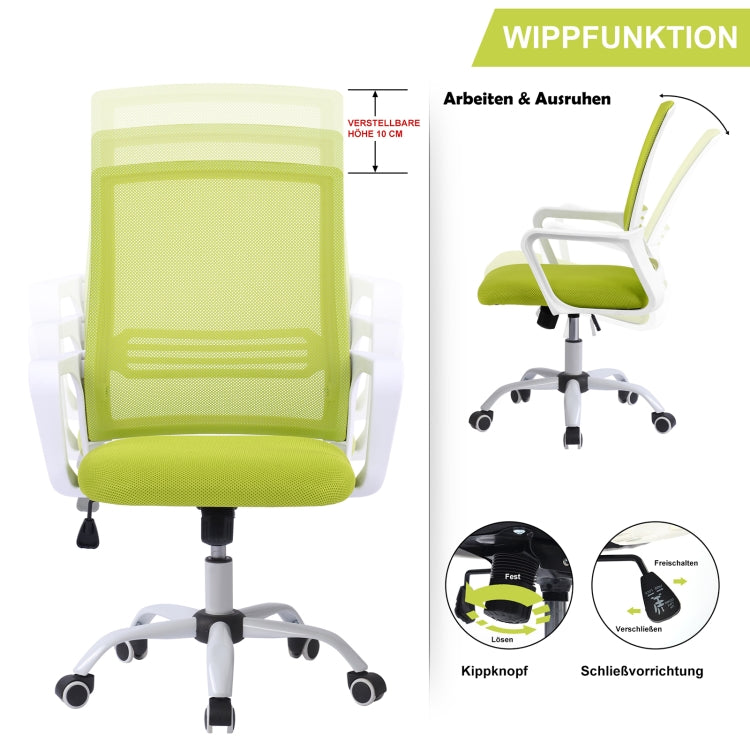 [EU Warehouse] Rotatable Lifting Adjustable Mesh Office Chair with Armrests & Wheels(Green)