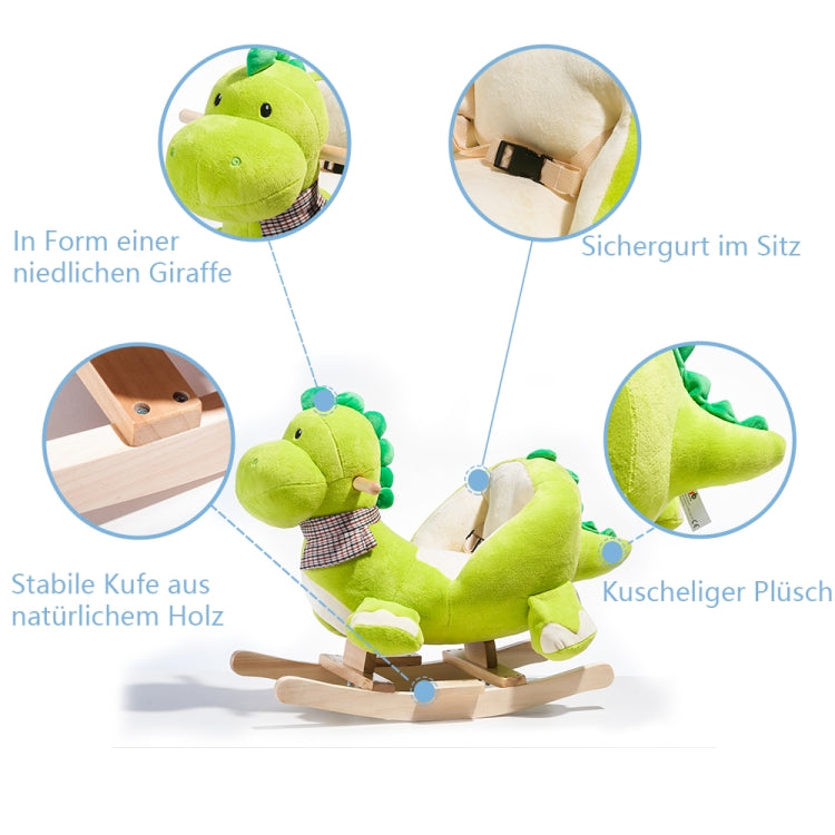 [EU Warehouse] Children Rocking Chair Plush Dinosaur Shaped Rocking Horse, Suitable for Age: 10-36 Months