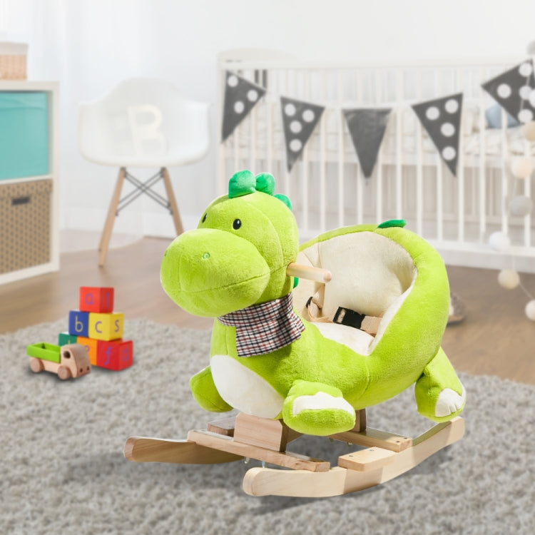 [EU Warehouse] Children Rocking Chair Plush Dinosaur Shaped Rocking Horse, Suitable for Age: 10-36 Months