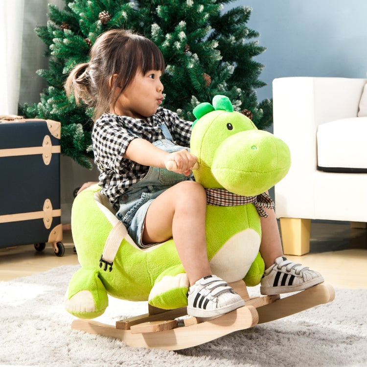 [EU Warehouse] Children Rocking Chair Plush Dinosaur Shaped Rocking Horse, Suitable for Age: 10-36 Months