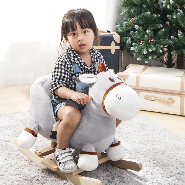 [EU Warehouse] Children Rocking Chair Plush Donkey Shaped Rocking Horse, Suitable for Age: 10-36 Months