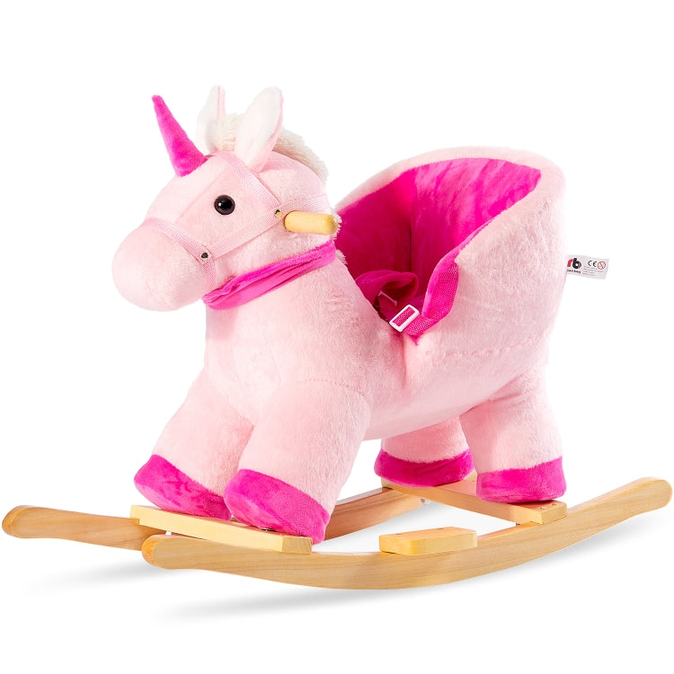 [EU Warehouse] Children Rocking Chair Plush Unicorn Shaped Rocking Horse, Suitable for Age: 10-36 Months