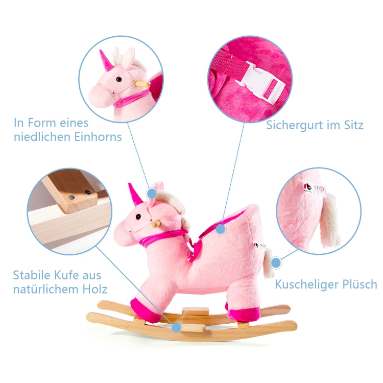 [EU Warehouse] Children Rocking Chair Plush Unicorn Shaped Rocking Horse, Suitable for Age: 10-36 Months