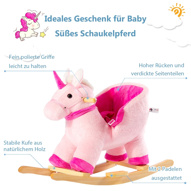 [EU Warehouse] Children Rocking Chair Plush Unicorn Shaped Rocking Horse, Suitable for Age: 10-36 Months