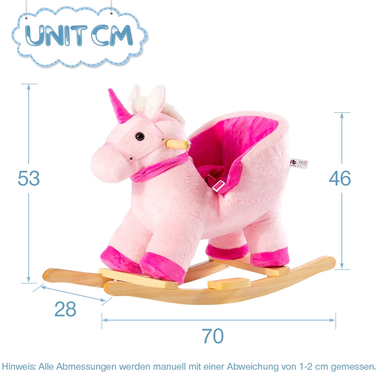 [EU Warehouse] Children Rocking Chair Plush Unicorn Shaped Rocking Horse, Suitable for Age: 10-36 Months
