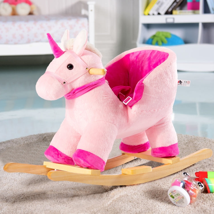 [EU Warehouse] Children Rocking Chair Plush Unicorn Shaped Rocking Horse, Suitable for Age: 10-36 Months