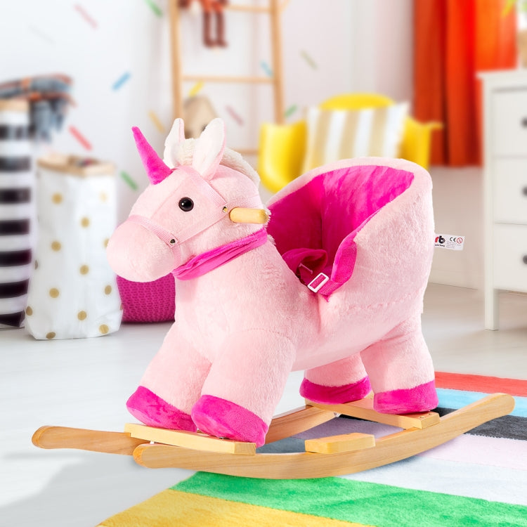[EU Warehouse] Children Rocking Chair Plush Unicorn Shaped Rocking Horse, Suitable for Age: 10-36 Months