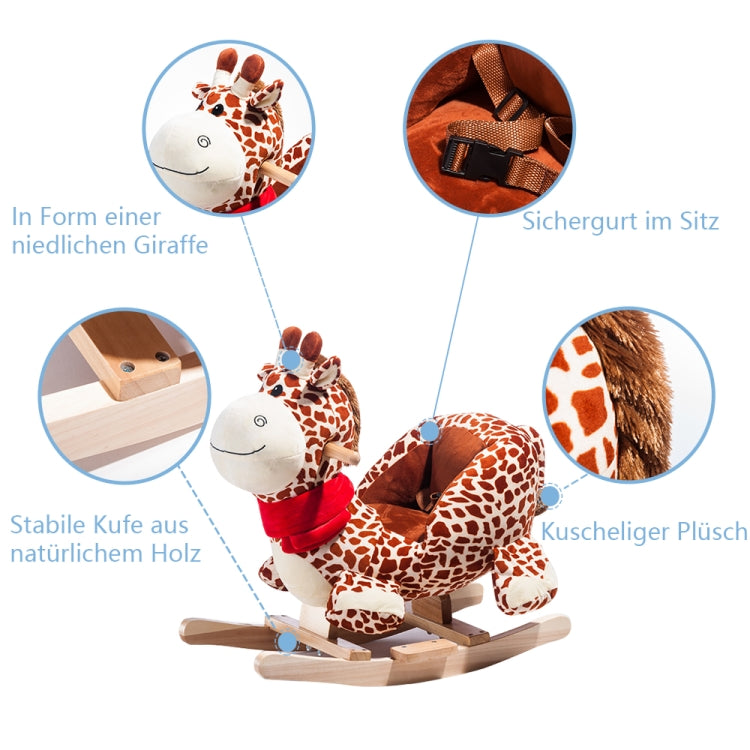[EU Warehouse] Children Rocking Chair Plush Giraffe Shaped Rocking Horse, Suitable for Age: 10-36 Months