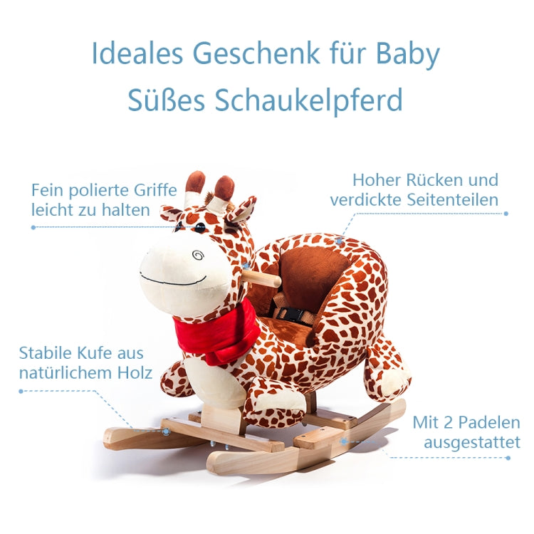 [EU Warehouse] Children Rocking Chair Plush Giraffe Shaped Rocking Horse, Suitable for Age: 10-36 Months