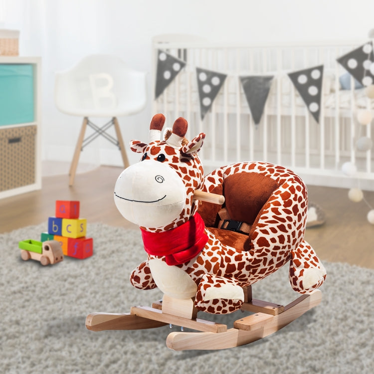 [EU Warehouse] Children Rocking Chair Plush Giraffe Shaped Rocking Horse, Suitable for Age: 10-36 Months
