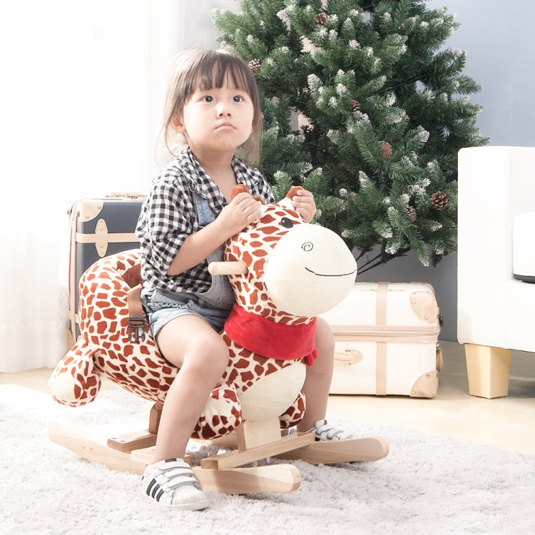 [EU Warehouse] Children Rocking Chair Plush Giraffe Shaped Rocking Horse, Suitable for Age: 10-36 Months