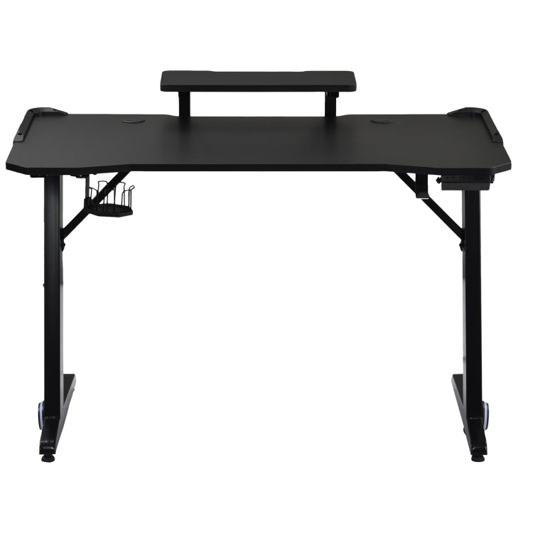 [EU Warehouse] Large Gaming Computer Table with LED Lighting & Monitor Stand & Cup Holder & Earphone Holder, Size: 120 x 89 x 60 cm
