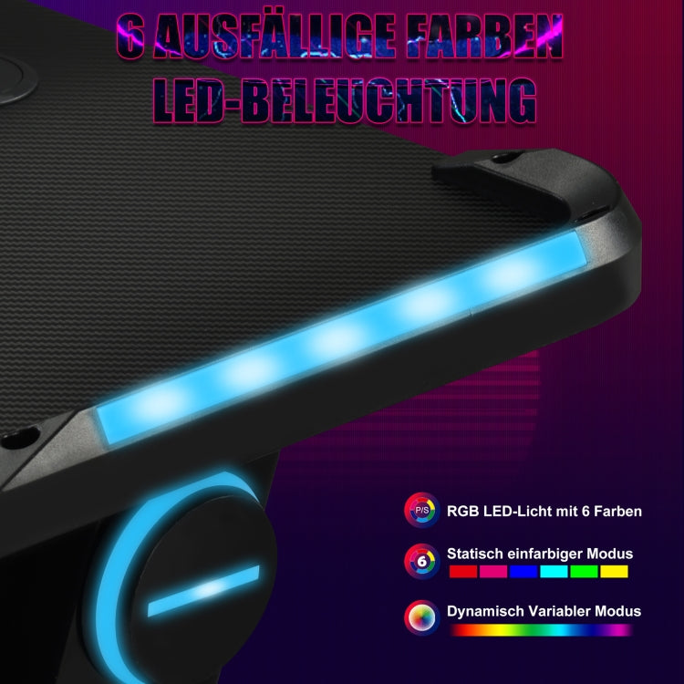 [EU Warehouse] Large Gaming Computer Table with LED Lighting & Monitor Stand & Cup Holder & Earphone Holder, Size: 120 x 89 x 60 cm