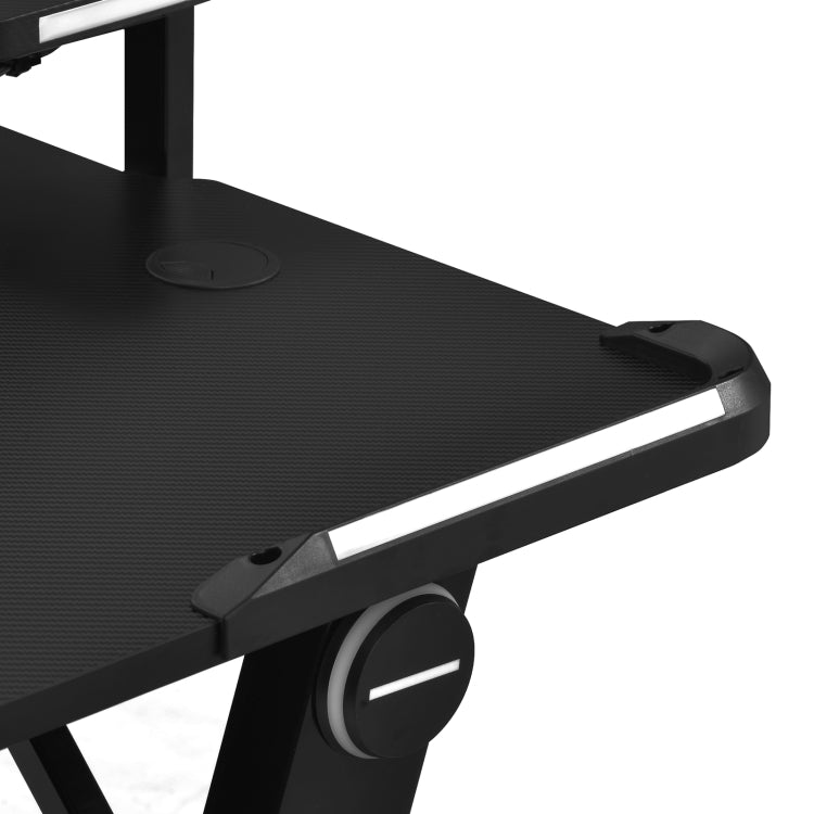 [EU Warehouse] Large Gaming Computer Table with LED Lighting & Monitor Stand & Cup Holder & Earphone Holder, Size: 120 x 89 x 60 cm