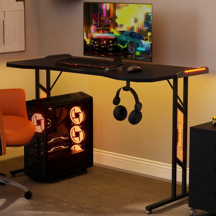 [EU Warehouse] Large Gaming Computer Table with LED Lighting & Headphone Stand & Remote Control, Size: 120 x 78 x 60 cm