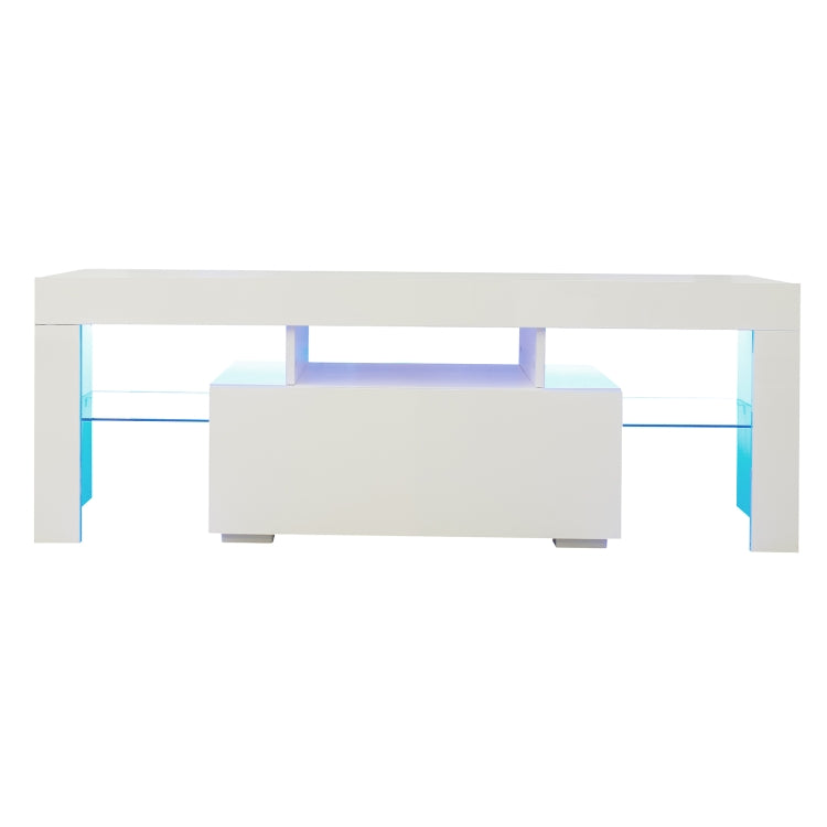 [US Warehouse] Large Entertainment TV Base Stand Cabinet with LED Light, Size: 51.2x13.8x17.7 inch(White)