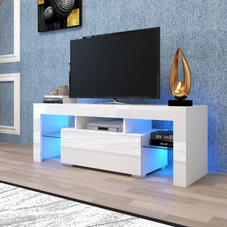 [US Warehouse] Large Entertainment TV Base Stand Cabinet with LED Light, Size: 51.2x13.8x17.7 inch(White)