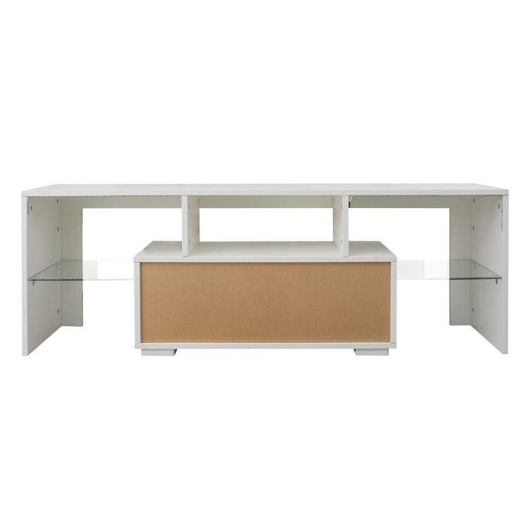 [US Warehouse] Large Entertainment TV Base Stand Cabinet with LED Light, Size: 51.2x13.8x17.7 inch(White)