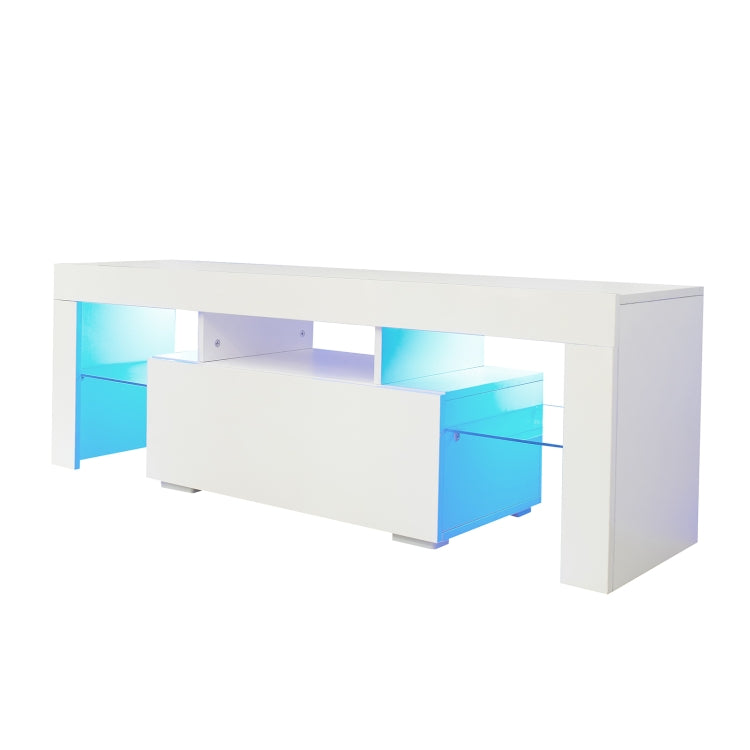 [US Warehouse] Large Entertainment TV Base Stand Cabinet with LED Light, Size: 51.2x13.8x17.7 inch(White)